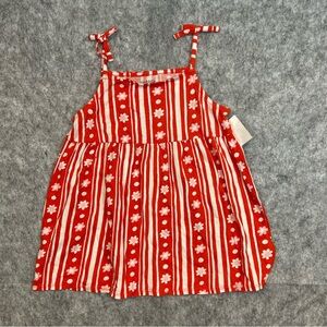 Harper Canyon Girls Red and White Floral Summer Sun Play Dress with Stripes 7